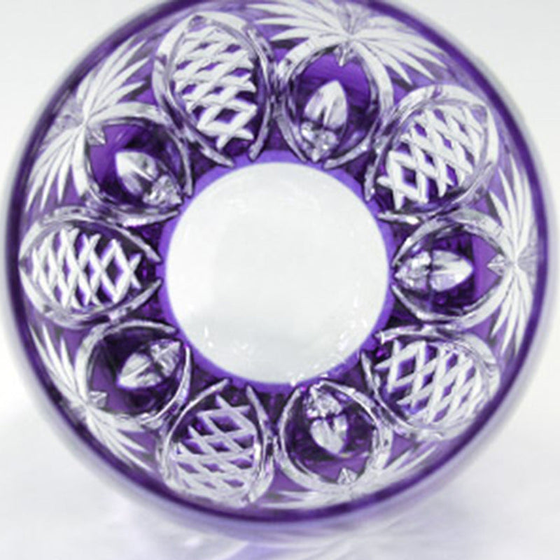 [ROCKS GLASS] WHISKEY GLASS BAMBOO FENCE & STAR (PURPLE) | EDO KIRIKO | KAGAMI CRYSTAL