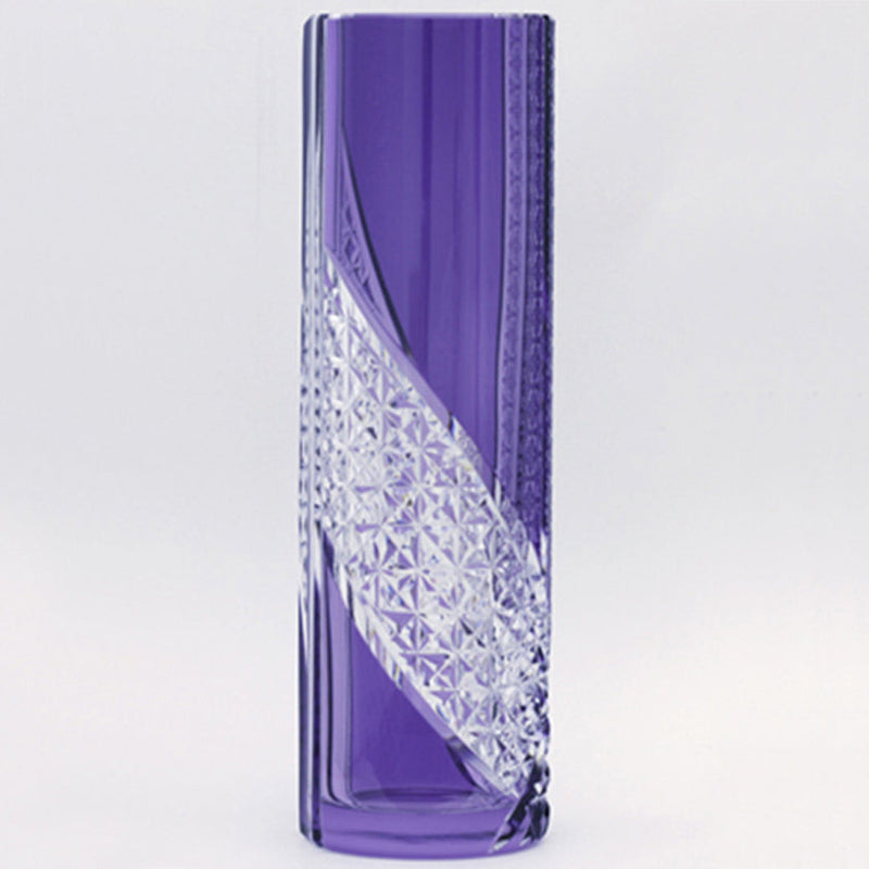 [VASE] SINGLE FLOWER VASE HEMP LEAVES & TETRAGONAL BASKET WEAVE | EDO KIRIKO | KAGAMI CRYSTAL