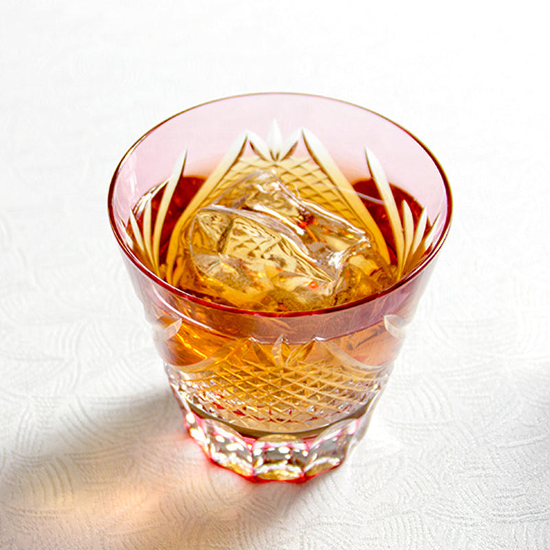 [SAKE CUP] FUJI (RED) | EDO KIRIKO | KAGAMI CRYSTAL