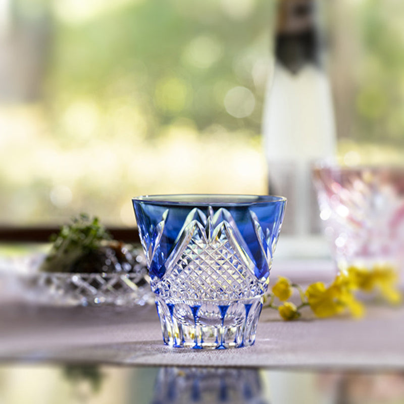 [SAKE CUP] FUJI (BLUE) | EDO KIRIKO | KAGAMI CRYSTAL