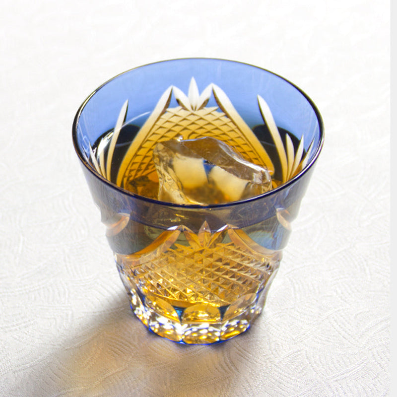 [SAKE CUP] FUJI (BLUE) | EDO KIRIKO | KAGAMI CRYSTAL