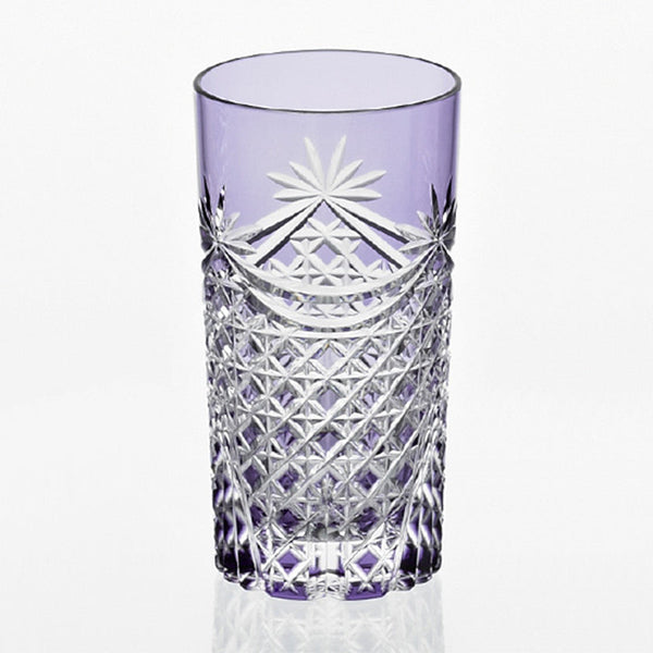 [GLASS] TUMBLER DRAPE & TETRAGONAL BASKET WEAVE (PURPLE) | EDO KIRIKO | KAGAMI CRYSTAL