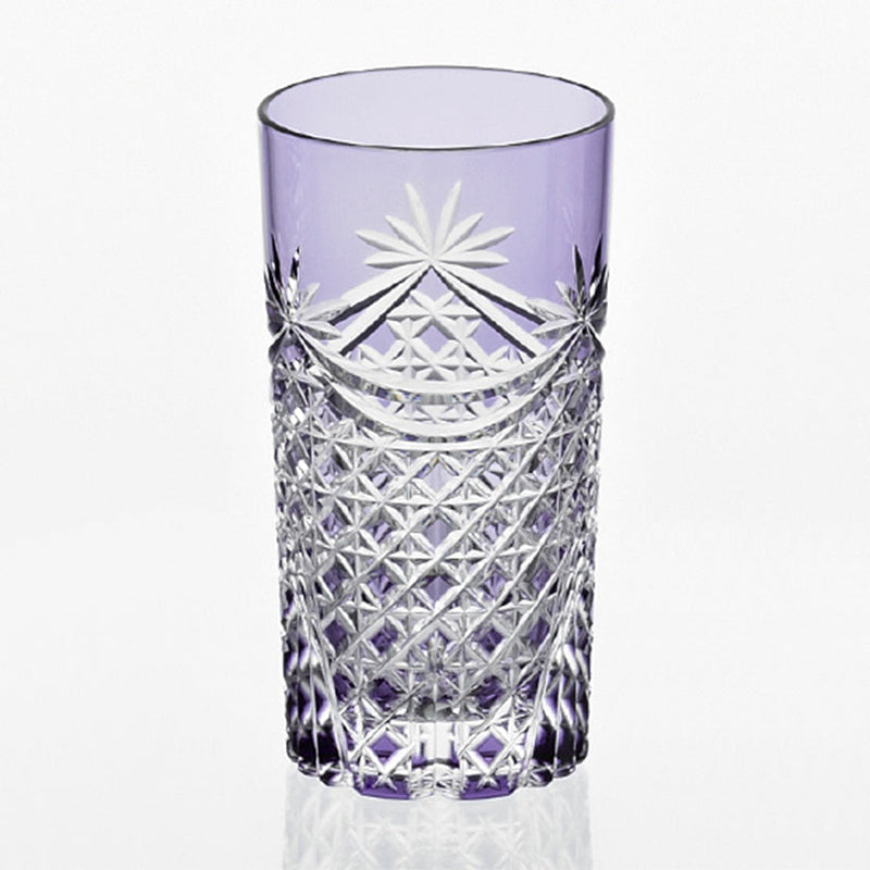 [GLASS] TUMBLER DRAPE & TETRAGONAL BASKET WEAVE (PURPLE) | EDO KIRIKO | KAGAMI CRYSTAL