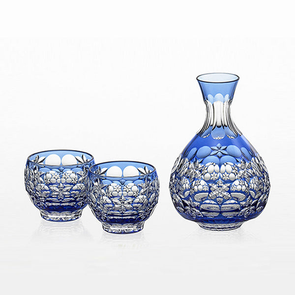 [SAKE BOTTLE] SAKE SET TAMA MAI BY HIDEAKI SHINOZAKI MASTER OF TRADITIONAL CRAFTS | EDO KIRIKO | KAGAMI CRYSTAL