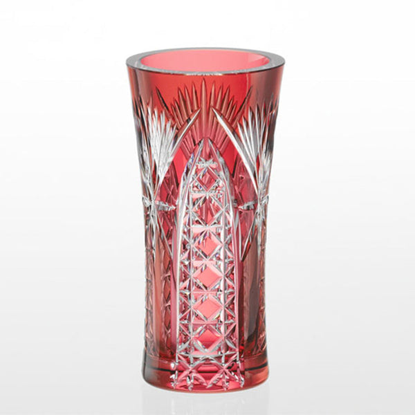 [VASE] BAMBOO LEAVES & TETRAGONAL BASKET WEAVE | EDO KIRIKO | KAGAMI CRYSTAL