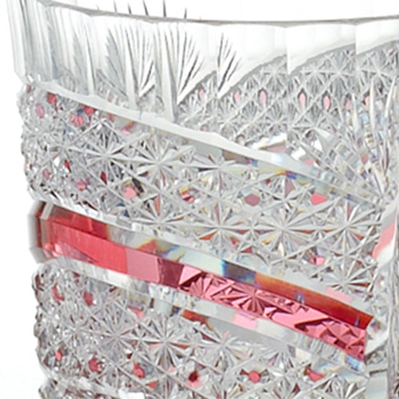 [ROCKS GLASS] PAIR OF WHISKEY GLASSES CHRYSANTHEMUM BASKET WEAVE & FISH SCALES | EDO KIRIKO | KAGAMI CRYSTAL