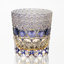 [ROCK GLASS] WHISKEY GLASS KASANEIROME SHIHOU BY TOMOKAZU NOGUCHI MASTER OF TRADITIONAL CRAFTS | EDO KIRIKO | KAGAMI CRYSTAL