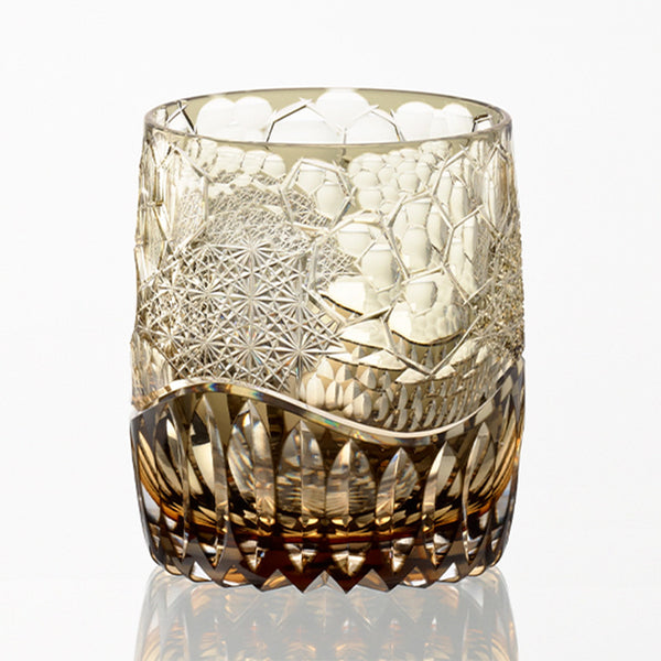 [ROCK GLASS] WHISKEY GLASS KASANEIROME HYOUKOU BY TOMOKAZU NOGUCHI MASTER OF TRADITIONAL CRAFTS | EDO KIRIKO | KAGAMI CRYSTAL