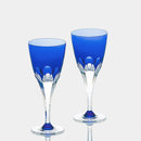 [GLASS] PAIR OF WINE GLASSES 'ROYAL BLUE' | CRYSTAL GLASS | KAGAMI CRYSTAL