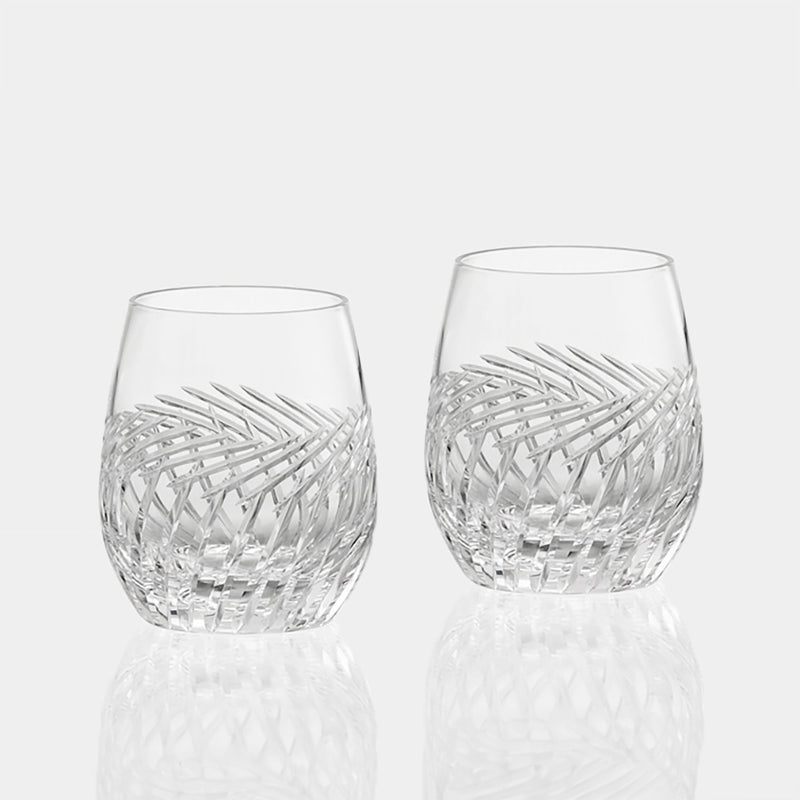 [ROCKS GLASS] PAIR OF WHISKEY GLASSES 'BARLEY FIELD' | CRYSTAL GLASS | KAGAMI CRYSTAL