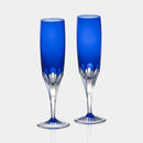 [ROCKS GLASS] PAIR OF FLUTE CHAMPAGNE GLASSES "ROYAL BLUE" | CRYSTAL GLASS | KAGAMI CRYSTAL