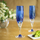 [ROCKS GLASS] PAIR OF FLUTE CHAMPAGNE GLASSES "ROYAL BLUE" | CRYSTAL GLASS | KAGAMI CRYSTAL