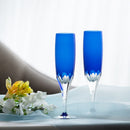 [ROCKS GLASS] PAIR OF FLUTE CHAMPAGNE GLASSES "ROYAL BLUE" | CRYSTAL GLASS | KAGAMI CRYSTAL
