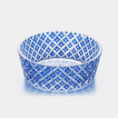 [LARGE BOWL] LAYERED BAMBOO FENCE (BLUE) | EDO KIRIKO | KAGAMI CRYSTAL