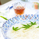 [LARGE BOWL] LAYERED BAMBOO FENCE (BLUE) | EDO KIRIKO | KAGAMI CRYSTAL