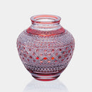[VASE] HEMP LEAVES & OCTAGONAL BASKET WEAVE (RED) | EDO KIRIKO | KAGAMI CRYSTAL