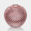 [VASE] ROUND VASE OCTAGONAL BASKET WEAVE (SHINE RED) | EDO KIRIKO | KAGAMI CRYSTAL
