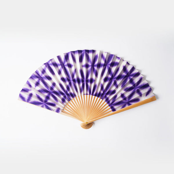 [Hand Fan] SEKKA SHIBORI (flower pattern like snowflakes) Purple for Women |Kurotani Washi Paper | Kurotani Washi Cooperative Group