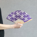 [Hand Fan] SEKKA SHIBORI (flower pattern like snowflakes) Purple for Women |Kurotani Washi Paper | Kurotani Washi Cooperative Group