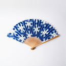 [Hand Fan] SEKKA SHIBORI (flower pattern like snowflakes) Navy Blue for Women |Kurotani Washi Paper | Kurotani Washi Cooperative Group