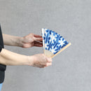 [Hand Fan] SEKKA SHIBORI (flower pattern like snowflakes) Navy Blue for Women |Kurotani Washi Paper | Kurotani Washi Cooperative Group