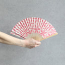 [Hand Fan] SEKKA SHIBORI (flower pattern like snowflakes) Pink for Women |Kurotani Washi Paper | Kurotani Washi Cooperative Group