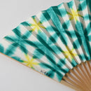 [Hand Fan] SEKKA SHIBORI (flower pattern like snowflakes) Green for Women |Kurotani Washi Paper | Kurotani Washi Cooperative Group