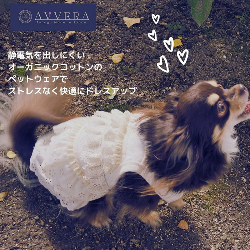 [Pet Dress] Frlled Pet Dress, Off-White, S-LL  | Organic Cotten Products  | AVVERA