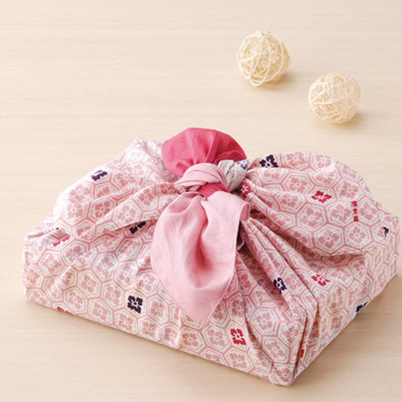 [Furoshiki/Square Cloth] HEXAGONAL and FLOWER Pattern (L) | Yokohama Dyeing | HAMAMONYO