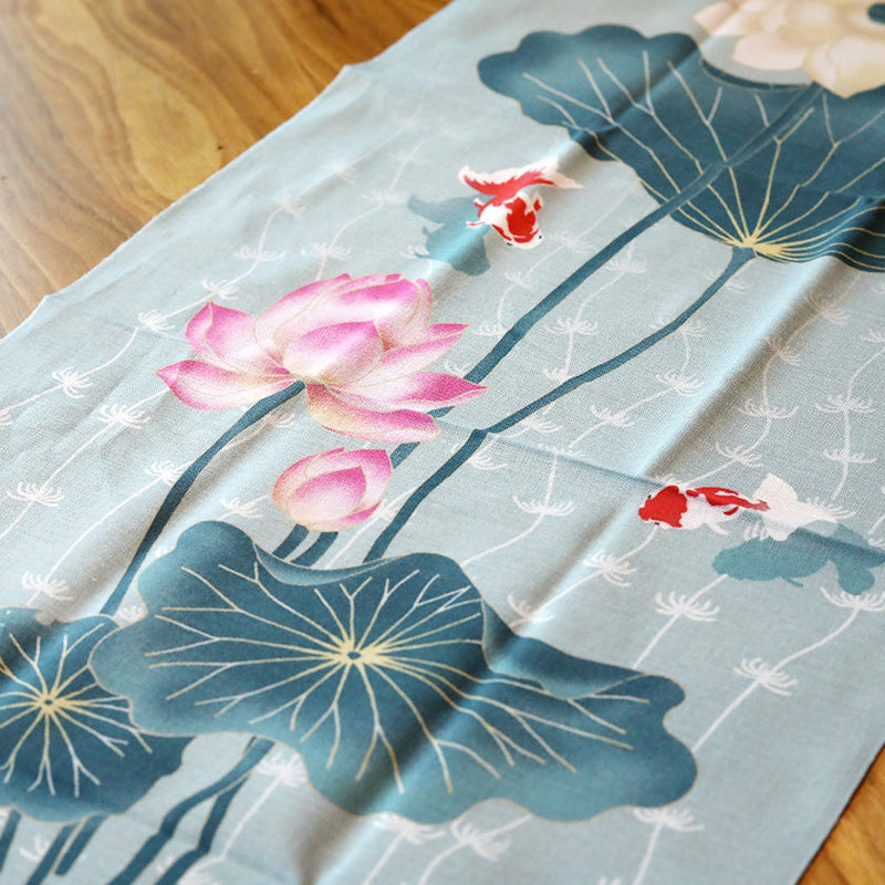 [Towels] Tenugui | LOTUS and GOLDFISH | Yokohama Dyeing | HAMAMONYO