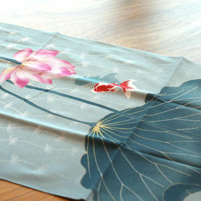 [Towels] Tenugui | LOTUS and GOLDFISH | Yokohama Dyeing | HAMAMONYO