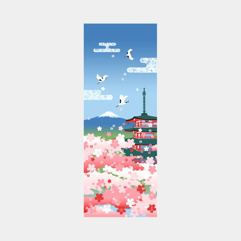 [Towels] Tenugui | CHERRY BLOSSOMS and MT. FUJI | Yokohama Dyeing | HAMAMONYO