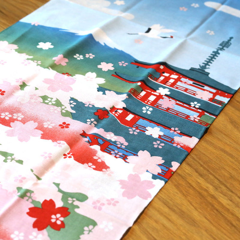 [Towels] Tenugui | CHERRY BLOSSOMS and MT. FUJI | Yokohama Dyeing | HAMAMONYO