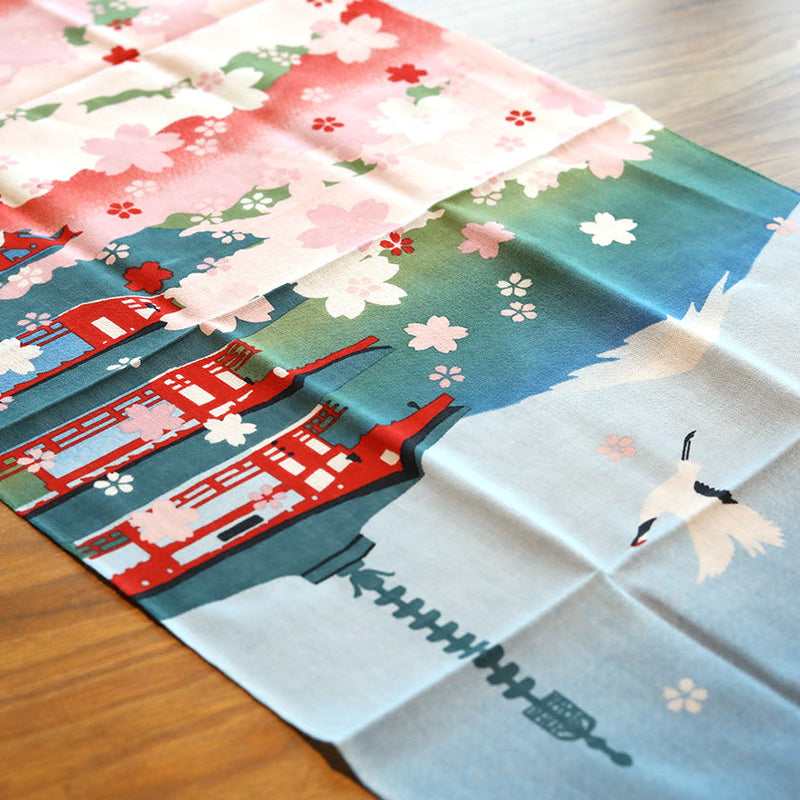 [Towels] Tenugui | CHERRY BLOSSOMS and MT. FUJI | Yokohama Dyeing | HAMAMONYO