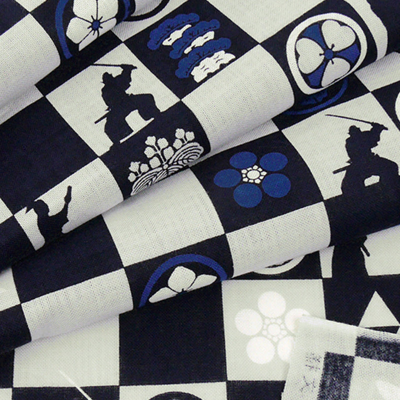 [Towels] Tenugui | SAMURAI CHECKERED Pattern | Yokohama Dyeing | HAMAMONYO