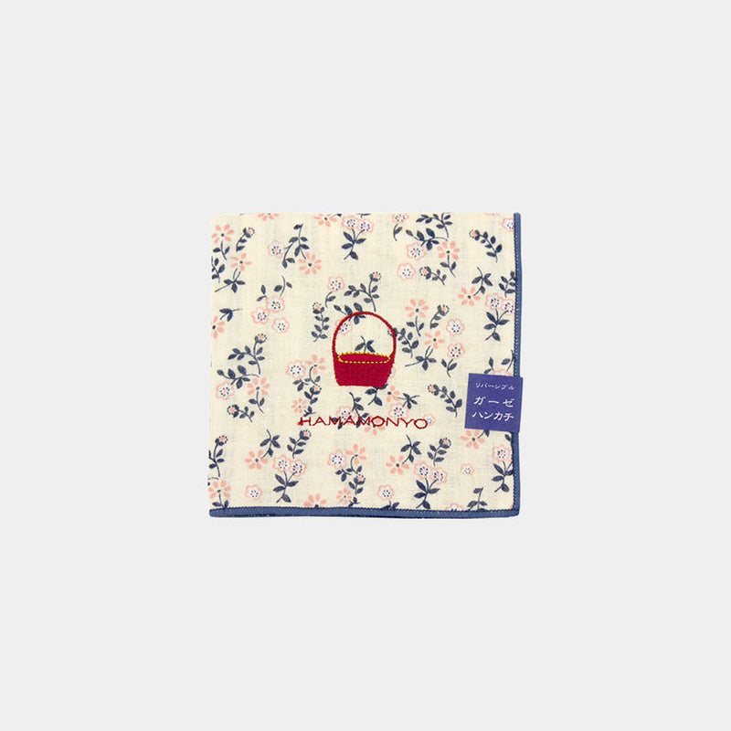 Reversible Gauze Handkerchief | FLORAL and BASKET | Yokohama Dyeing | HAMAMONYO