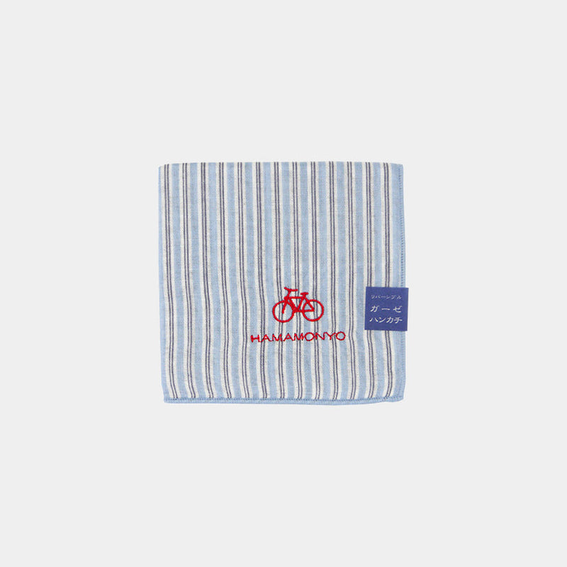 Reversible Gauze Handkerchief | STRIPES and BICYCLES | Yokohama Dyeing | HAMAMONYO