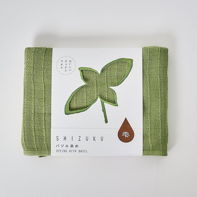 [Towels] "SHIZUKU" Botanical Dyed Gauze Kitchen Towel (9"x 35") | Senshu Towel | FUKUROYA TOWEL