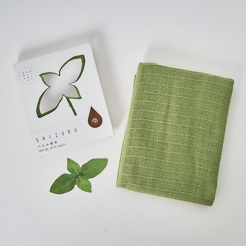 [Towels] "SHIZUKU" Botanical Dyed Gauze Kitchen Towel (9"x 35") | Senshu Towel | FUKUROYA TOWEL