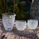 [EDO KIRIKO] KIKUTSUNAGI AND KAGOME THREE-PIECE SET FOR SAKE | TABLEAU