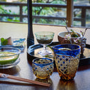 [EDO KIRIKO] KIKUTSUNAGI AND KAGOME THREE-PIECE SET FOR SAKE | TABLEAU
