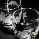 [EDO KIRIKO] "MT. FUJI" AND "CRANE" "CHERRY BLOSSOM" SAKE GLASS | TABLEAU