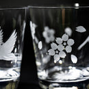 [EDO KIRIKO] "MT. FUJI" AND "CRANE" "CHERRY BLOSSOM" OLD-FASHIONED GLASS | TABLEAU