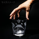 [EDO KIRIKO] "MT. FUJI" AND "CRANE" "CHERRY BLOSSOM" OLD-FASHIONED GLASS | TABLEAU