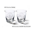 [EDO KIRIKO] "MT. FUJI" AND "CRANE" "CHERRY BLOSSOM" OLD-FASHIONED GLASS | TABLEAU