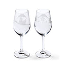 [EDO KIRIKO] "MT. FUJI" AND "CRANE" "CHERRY BLOSSOM" WINE GLASS PAIR | TABLEAU
