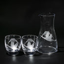 [EDO KIRIKO] MT. FUJI AND CRANE THREE-PIECE SET FOR SAKE | TABLEAU