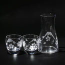 [EDO KIRIKO] MT. FUJI AND CHERRY BLOSSOM THREE-PIECE SET FOR SAKE | TABLEAU