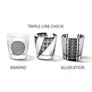 [EDO GLASS] KOMON "KANOKO" "TRIPLE LINE CHECK" "ALLOCATION" FREE CUP BLACK | TABLEAU