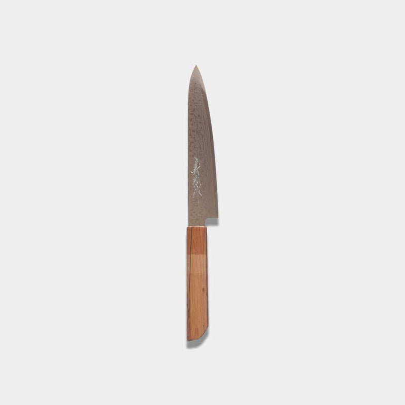 COBALT STAINLESS INTERRUPT 69 LAYER DAMASCUS PETTY KNIFE 150MM OAK OCTAGONAL PATTERN -KAKISHIBU FINISH-, Sakai Knives